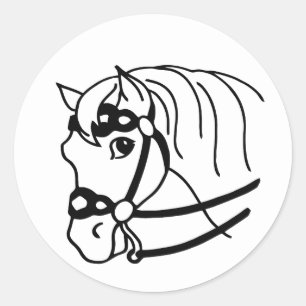 Minimal Horse Head retro style Animal art   Classic Round Sticker