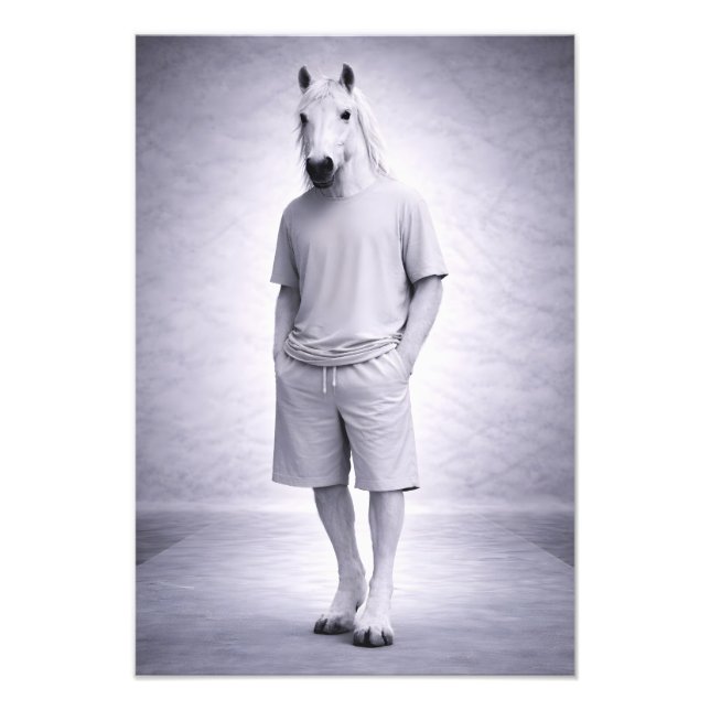 Minimal Horse in Casual Modern Outfit Photo Print (Front)