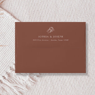 Minimal Horseshoe   Rustic Brown Wedding Envelope