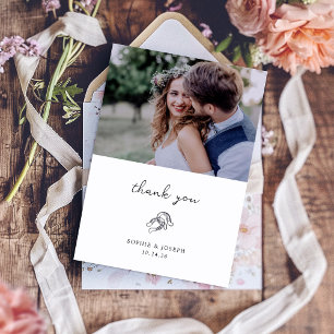 Minimal Horseshoe Wedding Photo Thank You Card