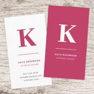 Minimal Hot Pink Modern Typographic Monogram Business Card