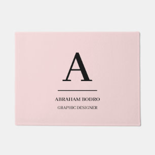 Minimal Hot Pink Modern Typographic Monogram Doormat