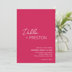 Minimal Hot Pink Modern Wedding Invitation