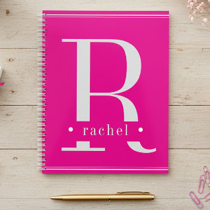Minimal Hot Pink & White Monogram Planner
