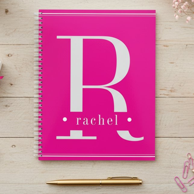 Minimal Hot Pink & White Monogram Planner (Creator Uploaded)