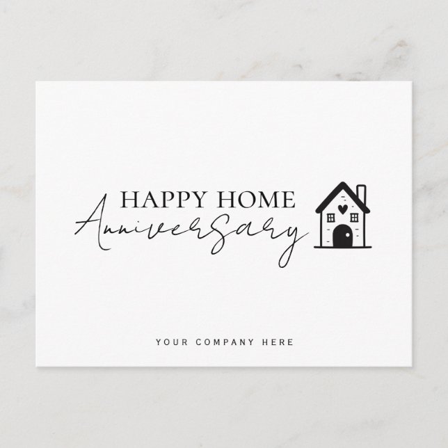 Minimal House Script Home Anniversary Postcard (Front)