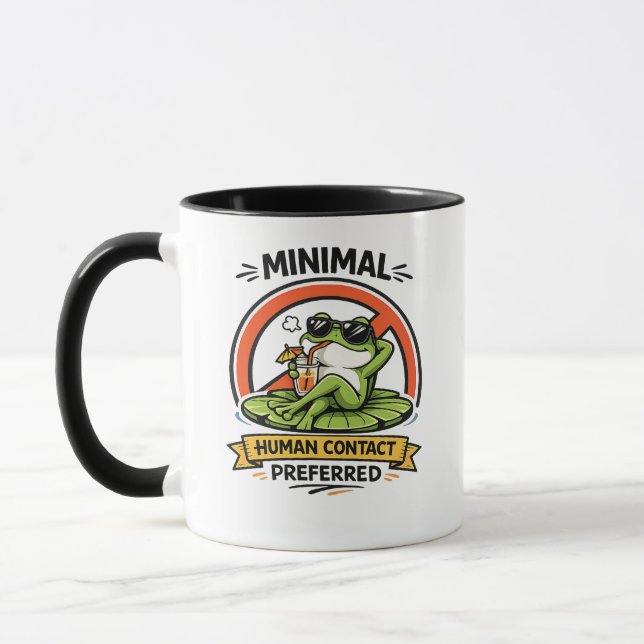 Minimal Human Contact Preferred Frog Design Mug (Left)