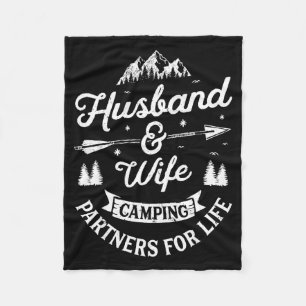 Minimal Husband Wife Camping Partners For Fleece Blanket