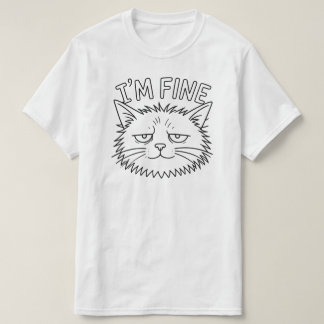 Minimal I’m Fine Cat Mood Design T-Shirt