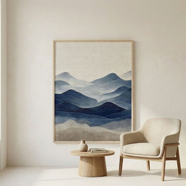 Minimal Indigo Abstract Landscape Art Poster (Creator Uploaded)