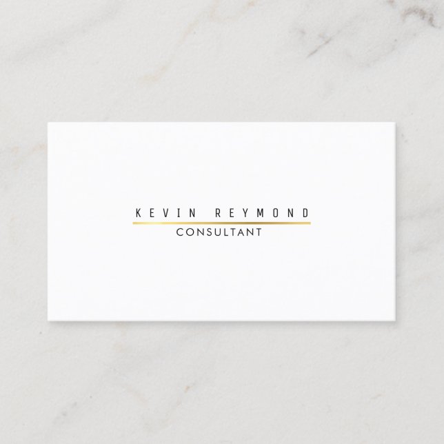 Minimal Information on Elegant White Professional Business Card (Front)