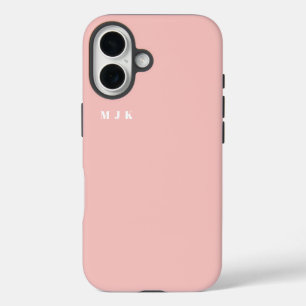 Minimal Initial Letter Monogram Modern Pink iPhone 16 Case