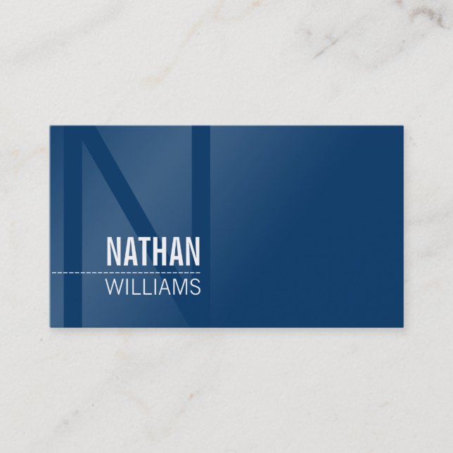 MINIMAL initial simple modern cool dark royal blue Business Card (Front)