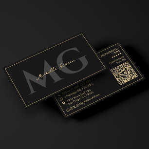 Minimal Initials Black Script Professional  Business Card