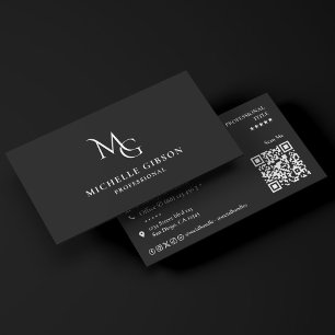 Minimal Initials Marketing Monogram MG Black Business Card