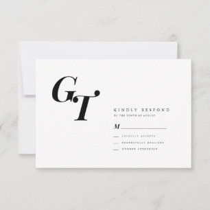 Minimal Initials Modern Elegant Chic Wedding RSVP Card