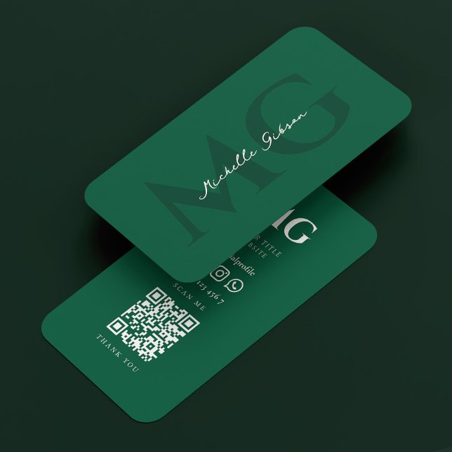 Minimal Initials Professional Hunter Green Business Card (Minimal Initials Professional Hunter Green Business Card
)