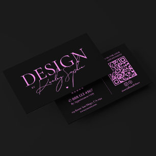 Minimal Interior Designer Black Purple Business Card