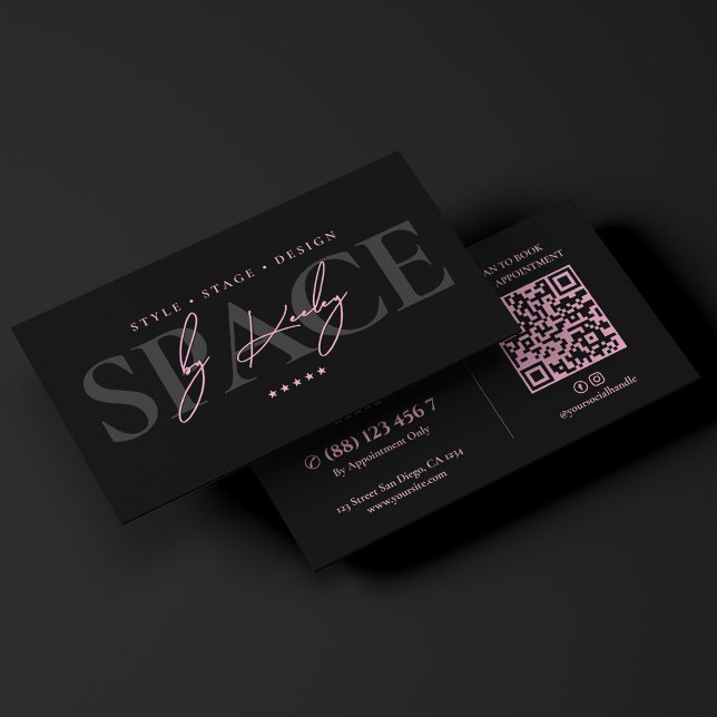 Minimal Interior Designer Pink Black Space Planner Business Card (Minimal Interior Designer Pink Black Space Planner Business Card
)