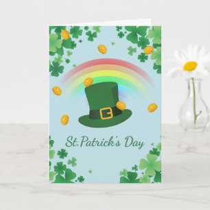 Minimal irish clover hat card