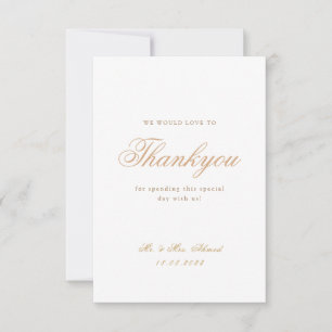 Minimal Islamic Muslim Gold Wedding Thank You Card