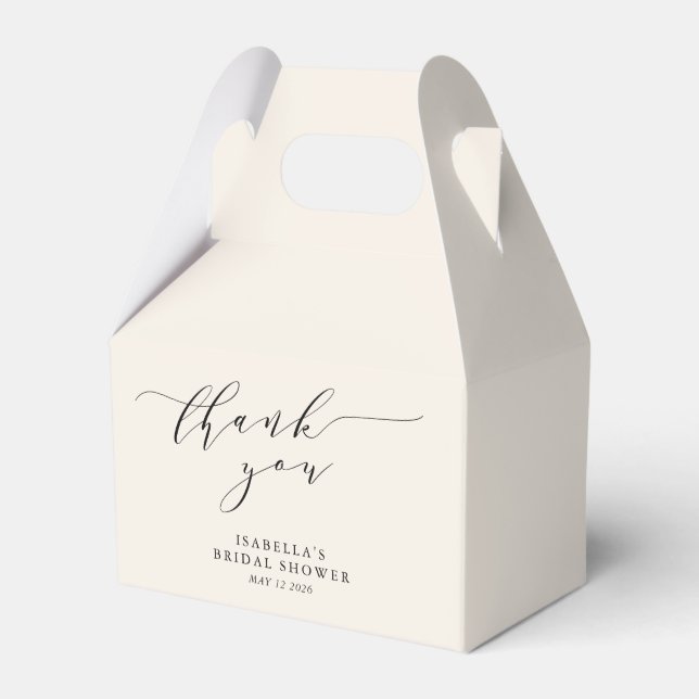Minimal Ivory Cream Bridal Shower Thank You Favour Box (Front Side)