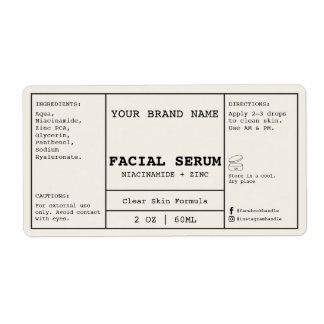 Minimal Ivory Facial Cosmetic 2 oz. Serum Label