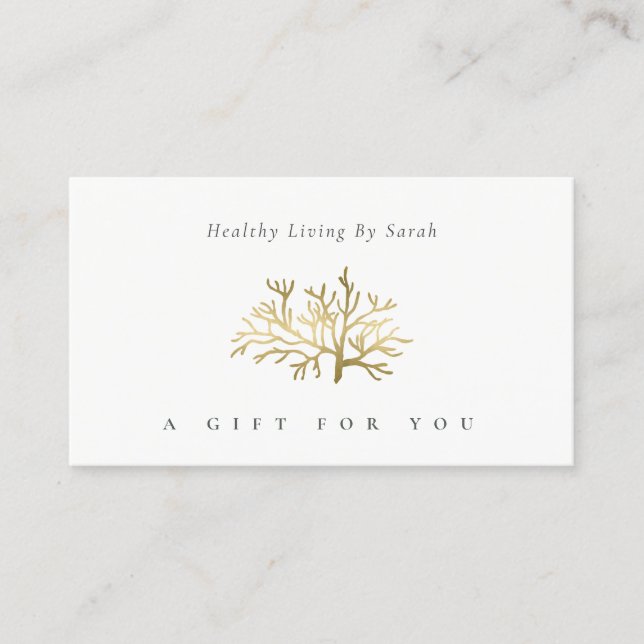 Minimal Ivory Gold Foil Seaweed Gift Certificate (Front)