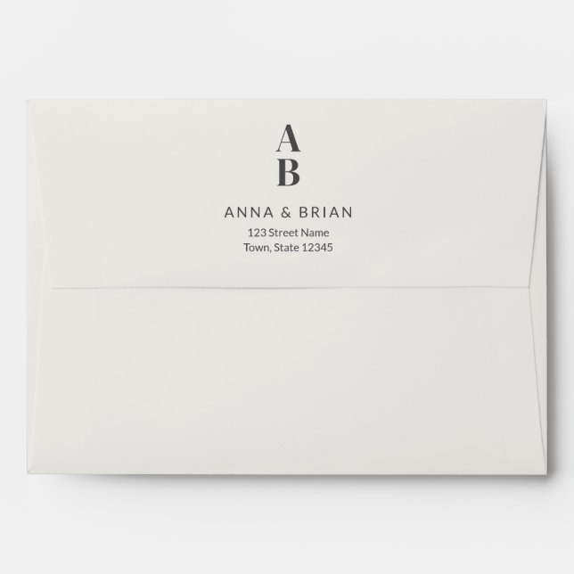 Minimal Ivory Wedding Envelope with Return Address (Back (Top Flap))