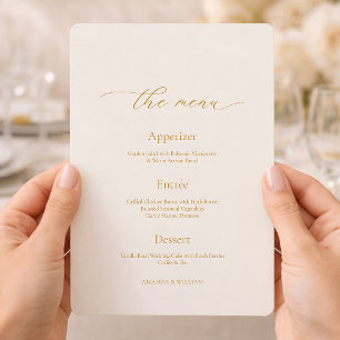 Minimal Ivory Wedding Menu with Calligraphy Header Invitation