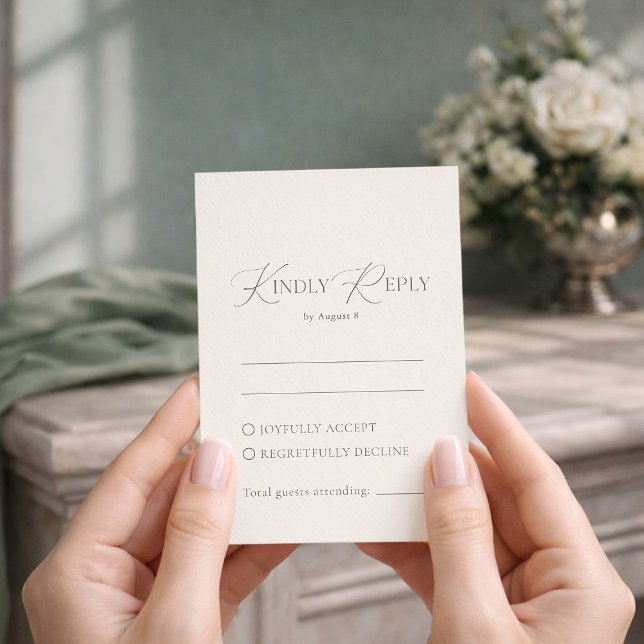 Minimal Ivory Wedding RSVP Card – Kindly Reply (Creator Uploaded)
