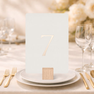Minimal Ivory Wedding Table Number with Real Gold