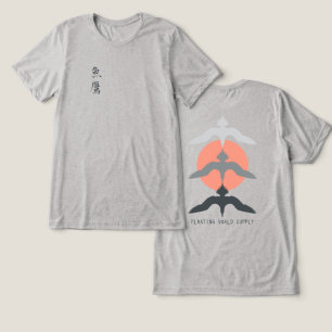 Minimal Japanese Fish Hawk Ukiyo-e Style Grey Tri-Blend Shirt