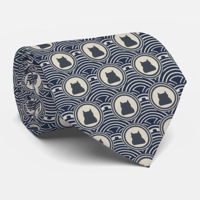 Minimal Japanese Pattern Necktie – Asanoha Wave (Rolled)