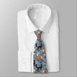 Minimal Japanese Pattern Necktie – Asanoha Wave