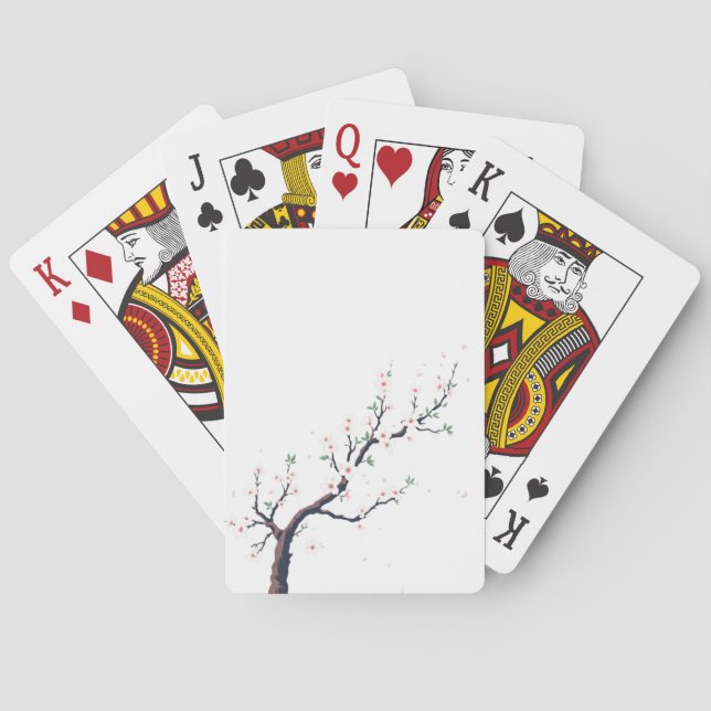 Minimal Japanese Tree Branch Playing Cards (Back)