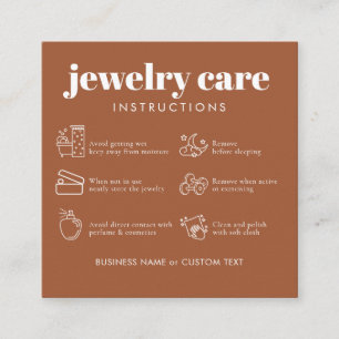 Minimal Jewellery Care Thank You Business Terracot Enclosure Card