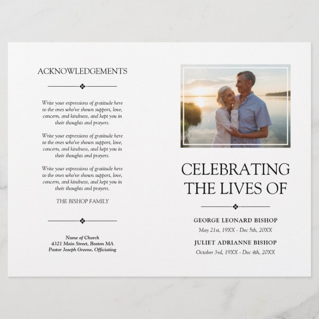 Minimal Joint Celebration of Life Funeral Program (Front)