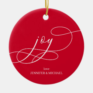 Minimal Joy Christmas Ceramic Ornament