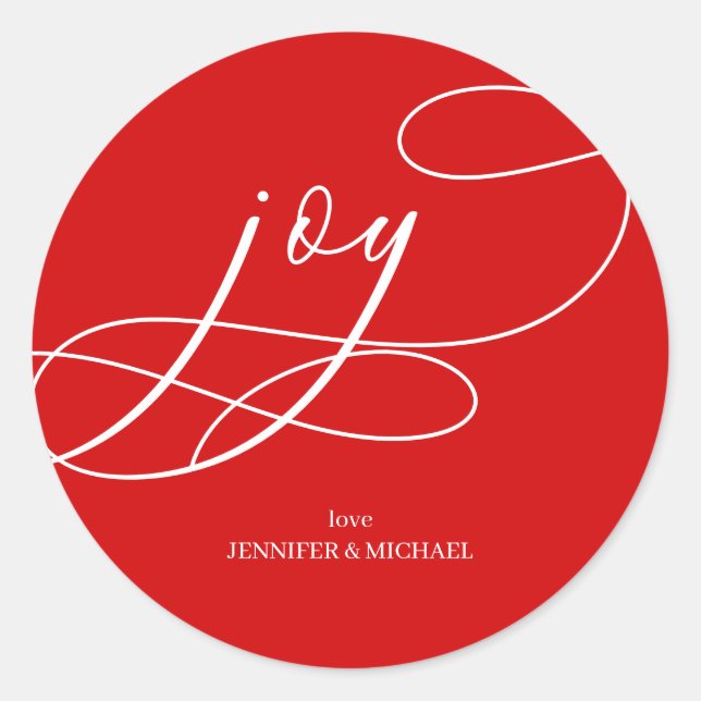 Minimal Joy Christmas holiday Classic Round Sticker (Front)