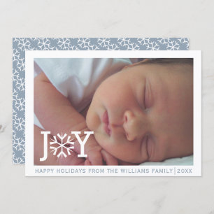 Minimal "joy" dusty blue Christmas holiday photo