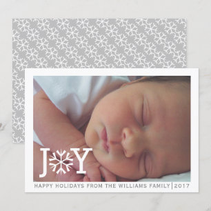Minimal "joy" snowflake Christmas holiday photo Card