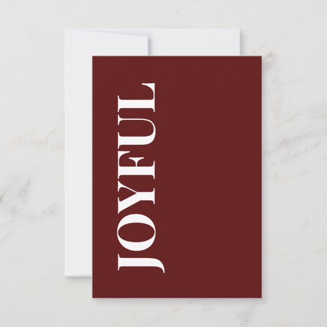 Minimal JOYFUL | Deep Red Holiday Greeting Card (Front)