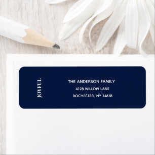 Minimal JOYFUL   Navy Holiday Address Label Return Address Label