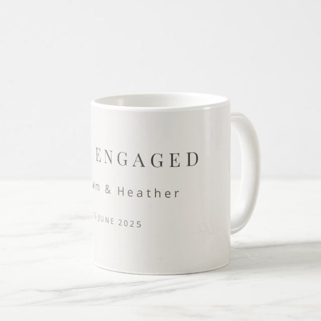 Minimal Just Engaged Mug | Warm White (Front Right)