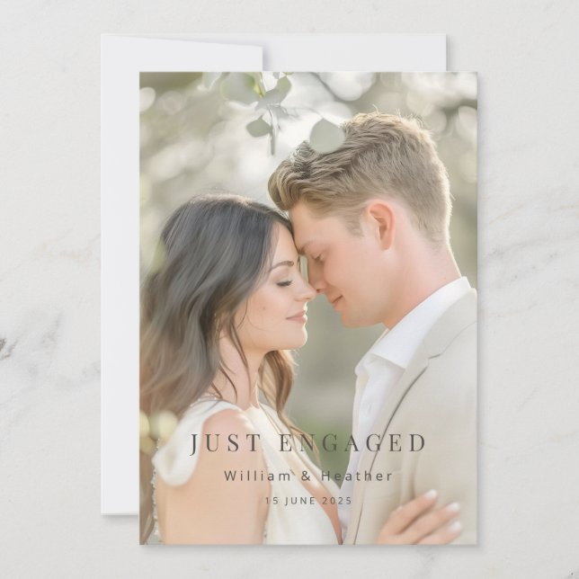 Minimal Just Engaged Photo Announcement  (Front)