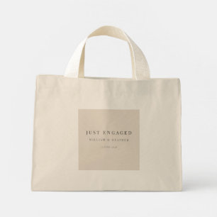 Minimal Just Engaged Tote Bag Natural Linen