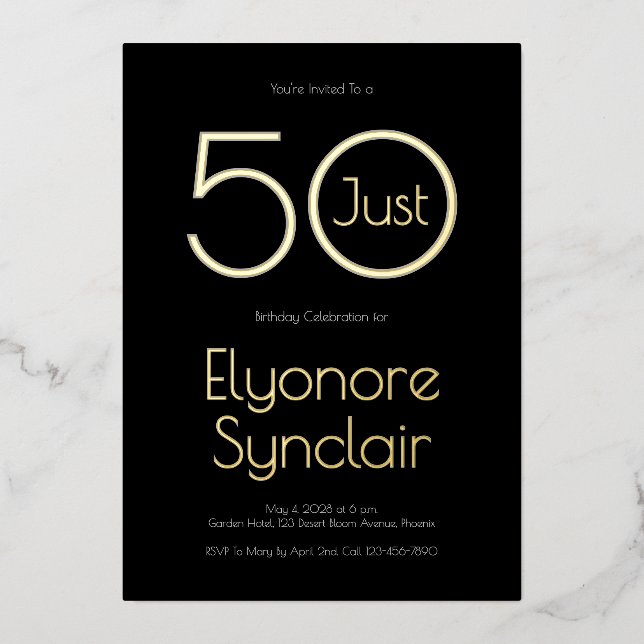 Minimal Just Fifty 50th Birthday Party (Front)