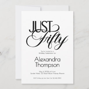 Minimal Just Fifty 50th Birthday Party Invitation