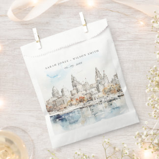 Minimal Kansas City Missouri Watercolor Wedding Favour Bag